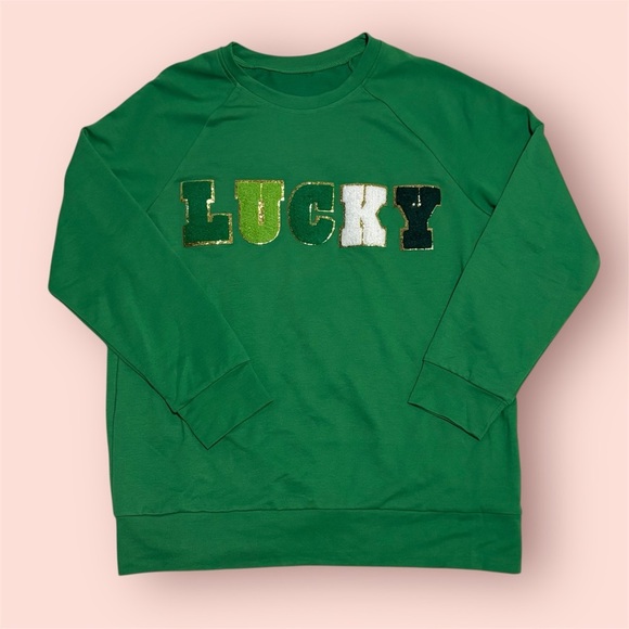 Green 'Lucky' Sweatshirt-Crewneck - Picture 1 of 5
